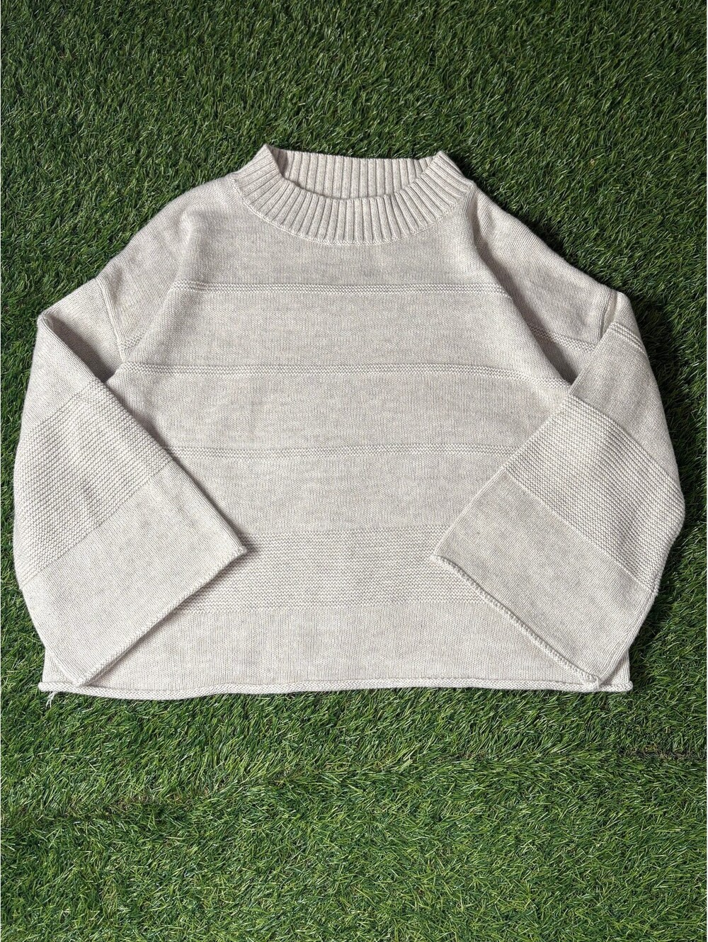Vintage Rip Curl Cropped Pullover Sweater Beige Knit Women Size M